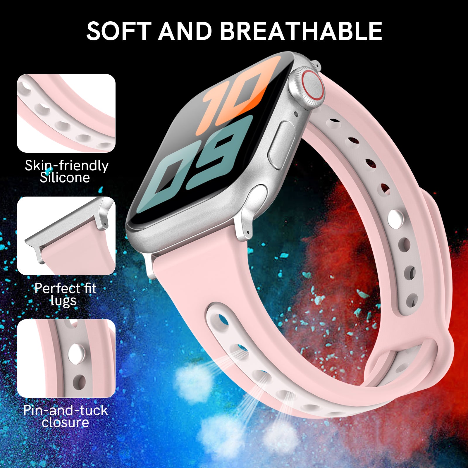 AHASTYLE WA13 for Apple Watch Series 9 8 7 41mm 6 5 4 SE SE (2022) SE (2023) 40mm Series 3 2 1 38mm Silicone Strap Dual Color Watch Band AHASTYLE WA13 for Apple Watch Series 9 8 7 41mm 6 5 4 SE SE (2022) SE (2023) 40mm Series 3 2 1 38mm Silicone Strap Dual Color Watch Band